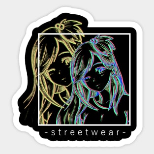 Waifu Anime Japanese Girl Manga Vaporwave Glitch Gift Sticker